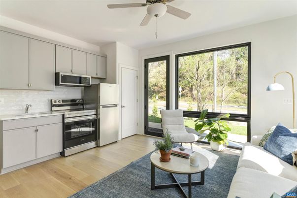 Interior, Kitchen, Living room, Stainless Steel Appliances, Wood Texture Flooring