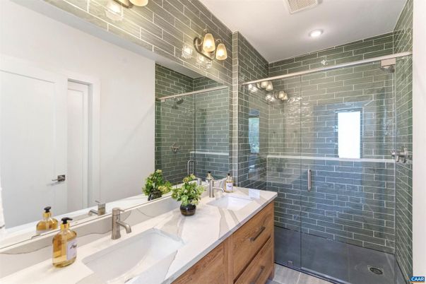Bathroom, Dual Sink Vanities, Glass Shower, Interior, Recessed Lighting