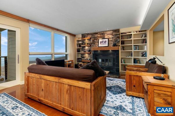 Fireplace, Interior, Living room, Water, Wood Texture Flooring, Wooden Walls