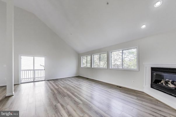 Empty room, Fireplace, Interior, Recessed Lighting, Wood Texture Flooring