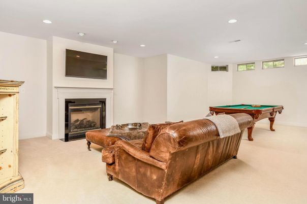 Billiard Table, Fireplace, Game Room, Interior, Recessed Lighting
