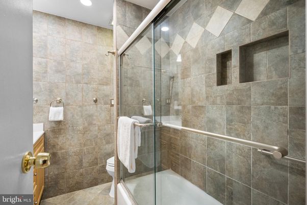 Bathroom, Glass Shower, Interior, Recessed Lighting