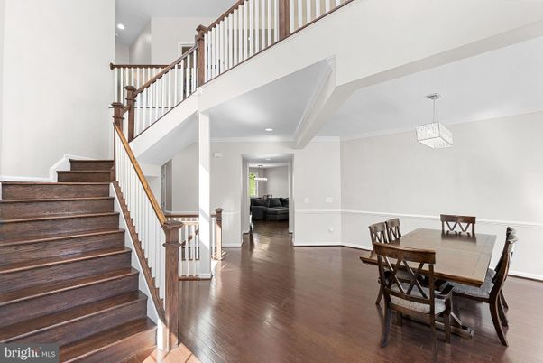 Dining room, Interior, Pendant Lights, Recessed Lighting, Wood Texture Flooring