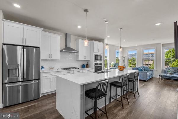 Interior, Kitchen, Living room, Pendant Lights, Recessed Lighting, Stainless Steel Appliances, Wood Texture Flooring