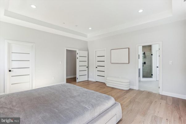 Bathroom, Bedroom, Empty room, Interior, Recessed Lighting, Wood Texture Flooring
