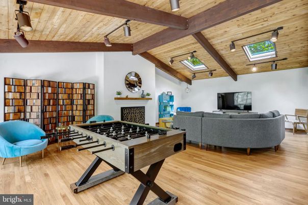 Fireplace, Game Room, Interior, Living room, Wooden Beams, Wooden Ceilings, Wood Texture Flooring