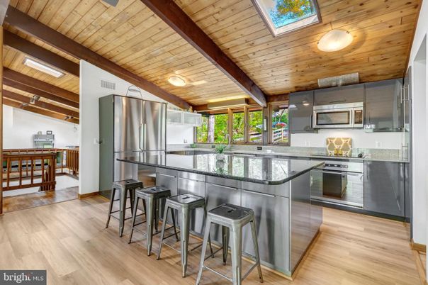 Interior, Kitchen, Stainless Steel Appliances, Wooden Beams, Wooden Ceilings, Wood Texture Flooring