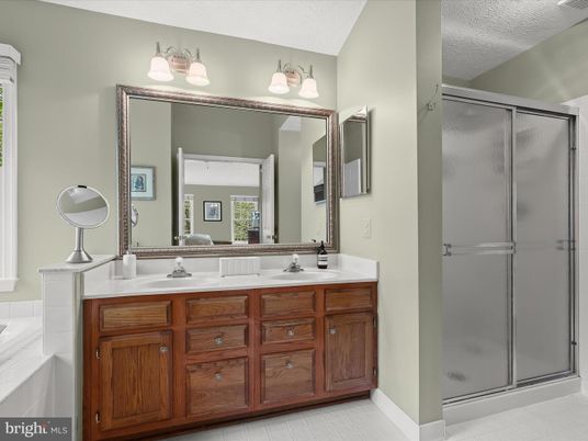 Bathroom, Dual Sink Vanities, Glass Shower, Interior