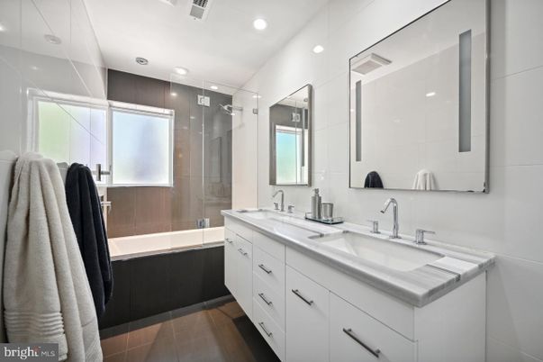 Bathroom, Dual Sink Vanities, Glass Shower, Interior, Recessed Lighting