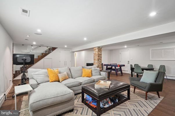 Billiard Table, Dining room, Game Room, Interior, Living room, Pendant Lights, Recessed Lighting, Wood Texture Flooring