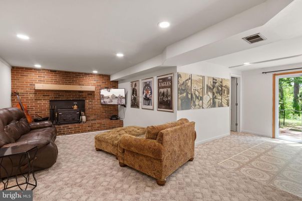Fireplace, Interior, Living room, Recessed Lighting, Stone Walls