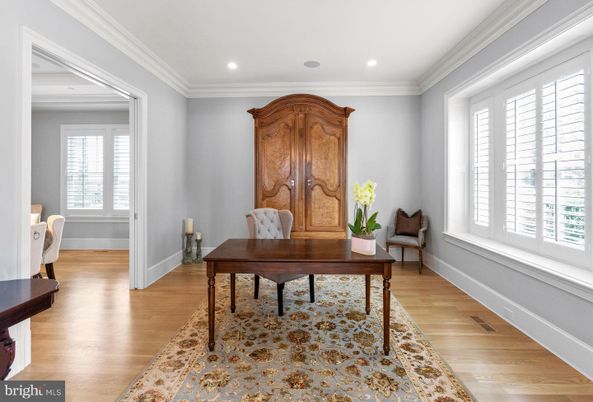 Home Office, Interior, Recessed Lighting, Wood Texture Flooring