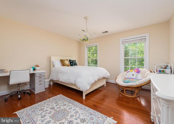 Bedroom, Home Office, Interior, Pendant Lights, Wood Texture Flooring