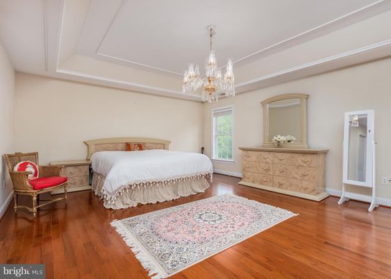 Bedroom, Chandelier, Interior, Wood Texture Flooring