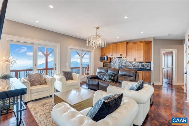 Chandelier, Interior, Kitchen, Living room, Recessed Lighting, Wood Texture Flooring
