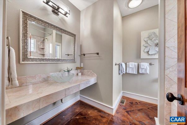 Bathroom, Interior, Recessed Lighting, Wood Texture Flooring
