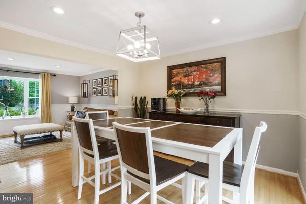 Dining room, Interior, Recessed Lighting, Wood Texture Flooring