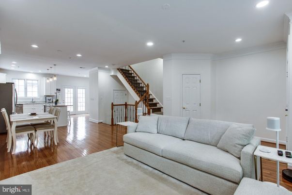 Dining room, Interior, Kitchen, Living room, Pendant Lights, Recessed Lighting, Wood Texture Flooring