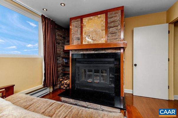 Fireplace, Interior, Recessed Lighting, Wood Texture Flooring