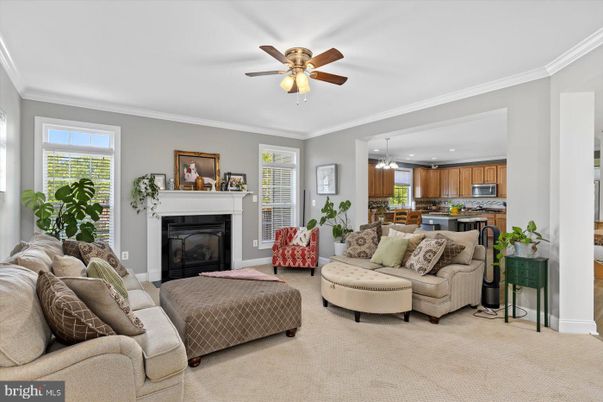 Dining room, Fireplace, Interior, Kitchen, Living room, Pendant Lights, Recessed Lighting, Stainless Steel Appliances