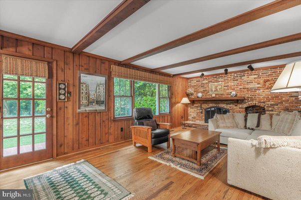 Fireplace, Interior, Living room, Stone Walls, Wooden Beams, Wood Texture Flooring, Wooden Walls