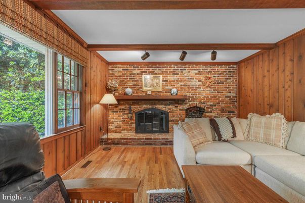 Fireplace, Interior, Living room, Stone Walls, Wood Texture Flooring, Wooden Walls