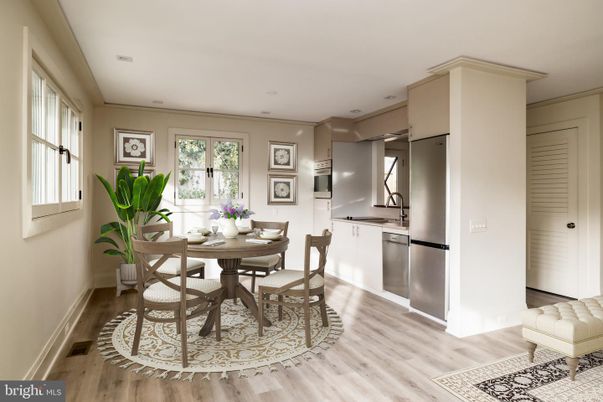 Dining room, Interior, Kitchen, Recessed Lighting, Wood Texture Flooring