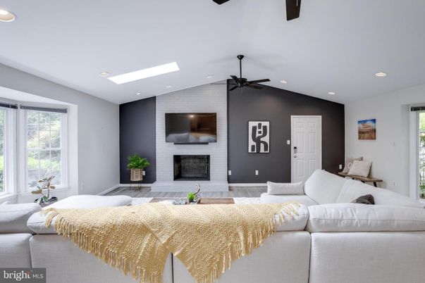 Fireplace, Interior, Living room, Recessed Lighting, Stone Walls