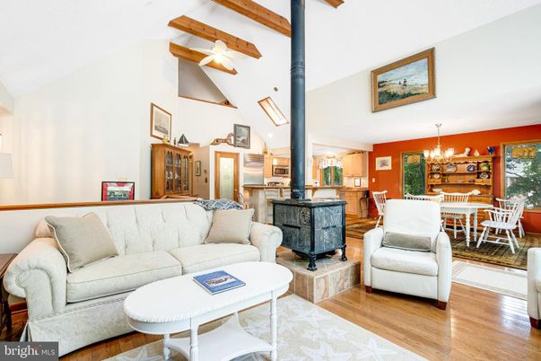 Chandelier, Dining room, Interior, Kitchen, Living room, Wooden Beams, Wood Texture Flooring