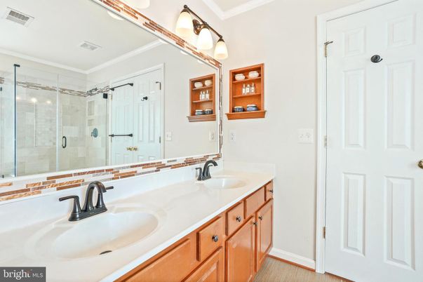 Bathroom, Dual Sink Vanities, Glass Shower, Interior