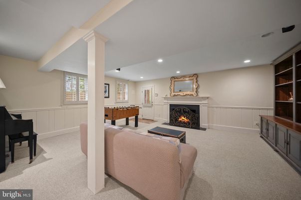Fireplace, Game Room, Interior, Living room, Piano, Recessed Lighting