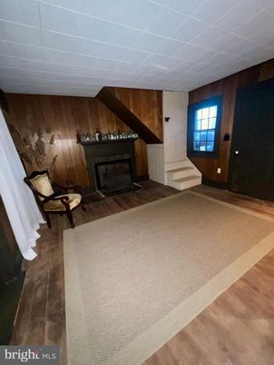 Empty room, Fireplace, Interior, Wood Texture Flooring, Wooden Walls
