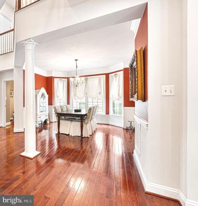 Chandelier, Dining room, Interior, Wood Texture Flooring