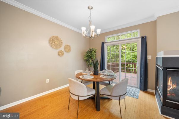 Chandelier, Dining room, Fireplace, Interior, Wood Texture Flooring