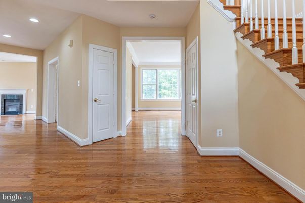 Empty room, Fireplace, Interior, Recessed Lighting, Wood Texture Flooring