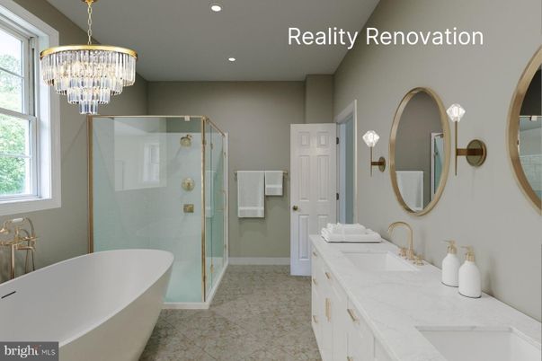 Bathroom, Chandelier, Dual Sink Vanities, Free Standing Baths, Glass Shower, Interior, Recessed Lighting