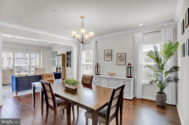 Chandelier, Dining room, Interior, Living room, Recessed Lighting, Wood Texture Flooring