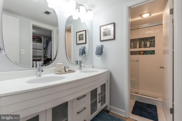 Bathroom, Dual Sink Vanities, Glass Shower, Interior