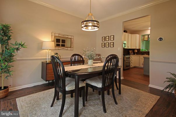 Dining room, Interior, Kitchen, Pendant Lights, Wood Texture Flooring