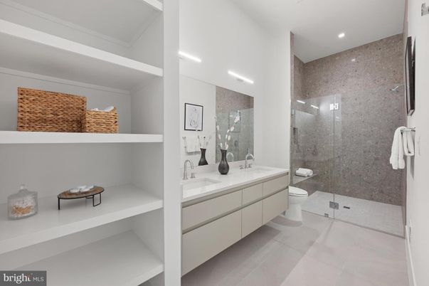 Bathroom, Dual Sink Vanities, Glass Shower, Interior, Recessed Lighting