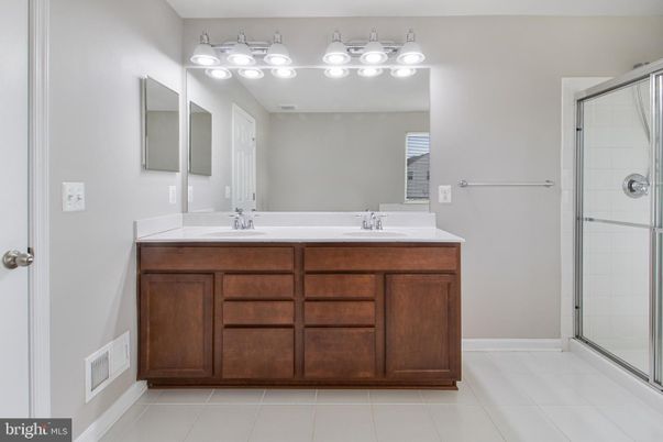 Bathroom, Dual Sink Vanities, Glass Shower, Interior