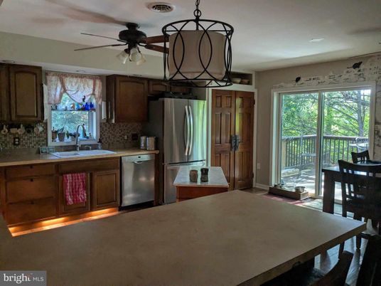 Chandelier, Interior, Kitchen, Stainless Steel Appliances