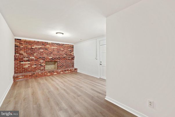 Empty room, Fireplace, Interior, Stone Walls, Wood Texture Flooring