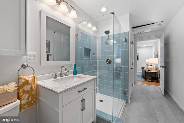 Bathroom, Dual Sink Vanities, Glass Shower, Interior, Recessed Lighting