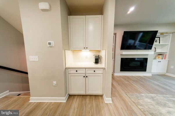 Fireplace, Interior, Recessed Lighting, Wood Texture Flooring