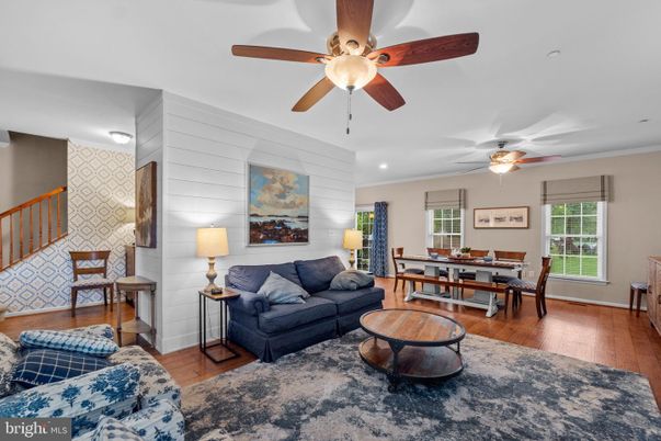 Dining room, Interior, Living room, Recessed Lighting, Wood Texture Flooring