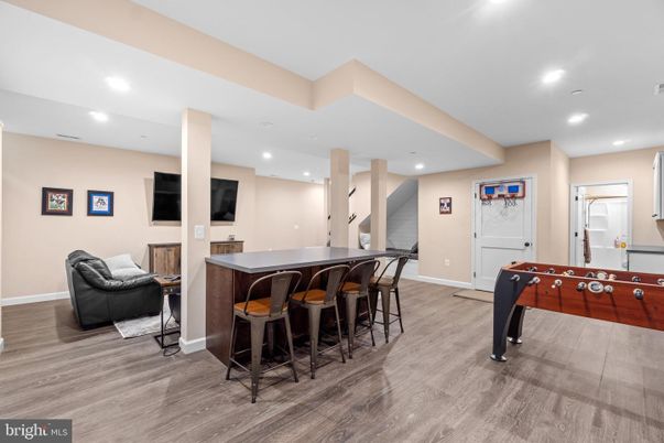 Game Room, Interior, Recessed Lighting, Wood Texture Flooring