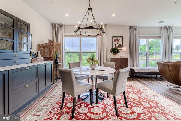 Chandelier, Dining room, Interior, Recessed Lighting, Wood Texture Flooring