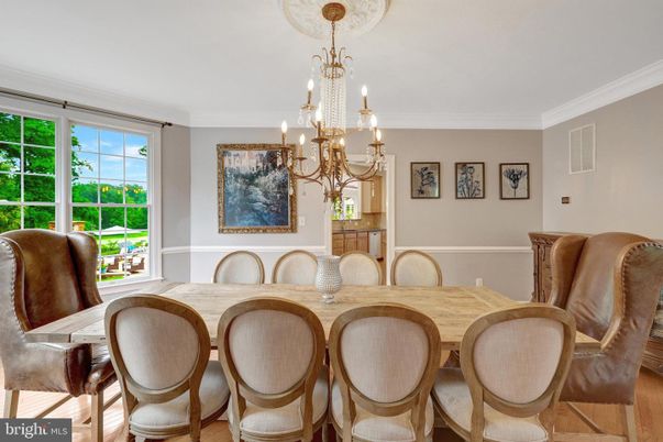 Chandelier, Dining room, Interior, Wood Texture Flooring