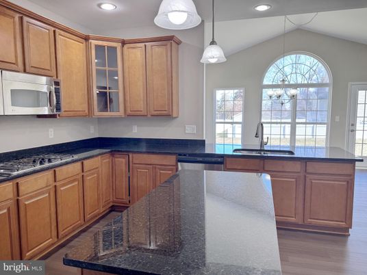 Interior, Kitchen, Pendant Lights, Recessed Lighting, Wood Texture Flooring